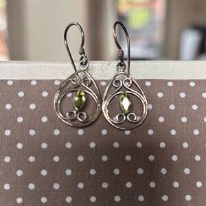 Elegant Silver and Green Teardrop Earrings
